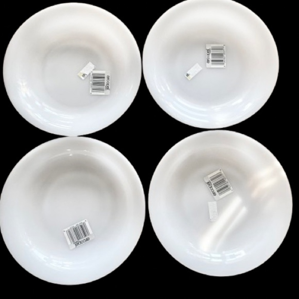 Set of 4 Arcopal Milk Glass Shallow Salad Pasta Bowl Made In France 8.5”
